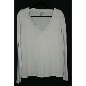Linen Long Sleeve V-neck Top